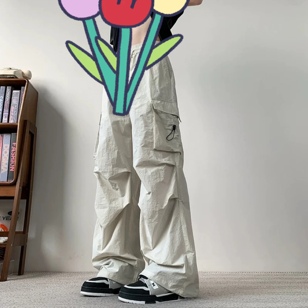 【非主图】卡其色褶皱速干工装裤子薄款美式机能防水