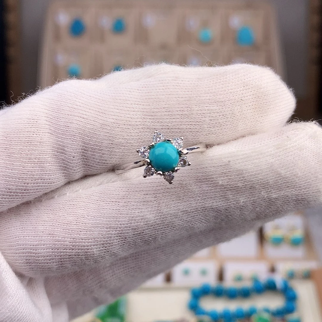 绿松石戒指银S925镶嵌