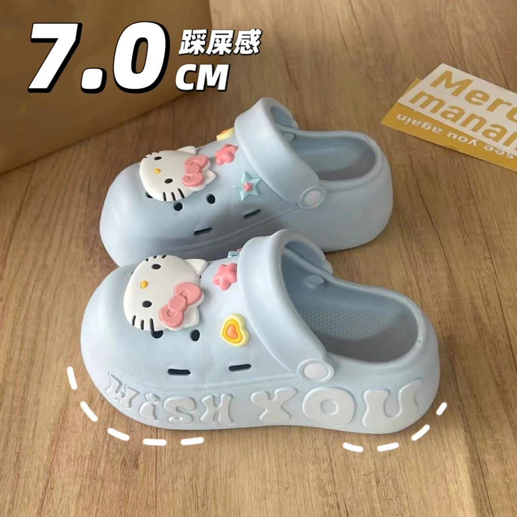 新款卡通可爱洞洞鞋女夏外穿学生宿舍EVA厚底包头花园鞋沙滩凉鞋