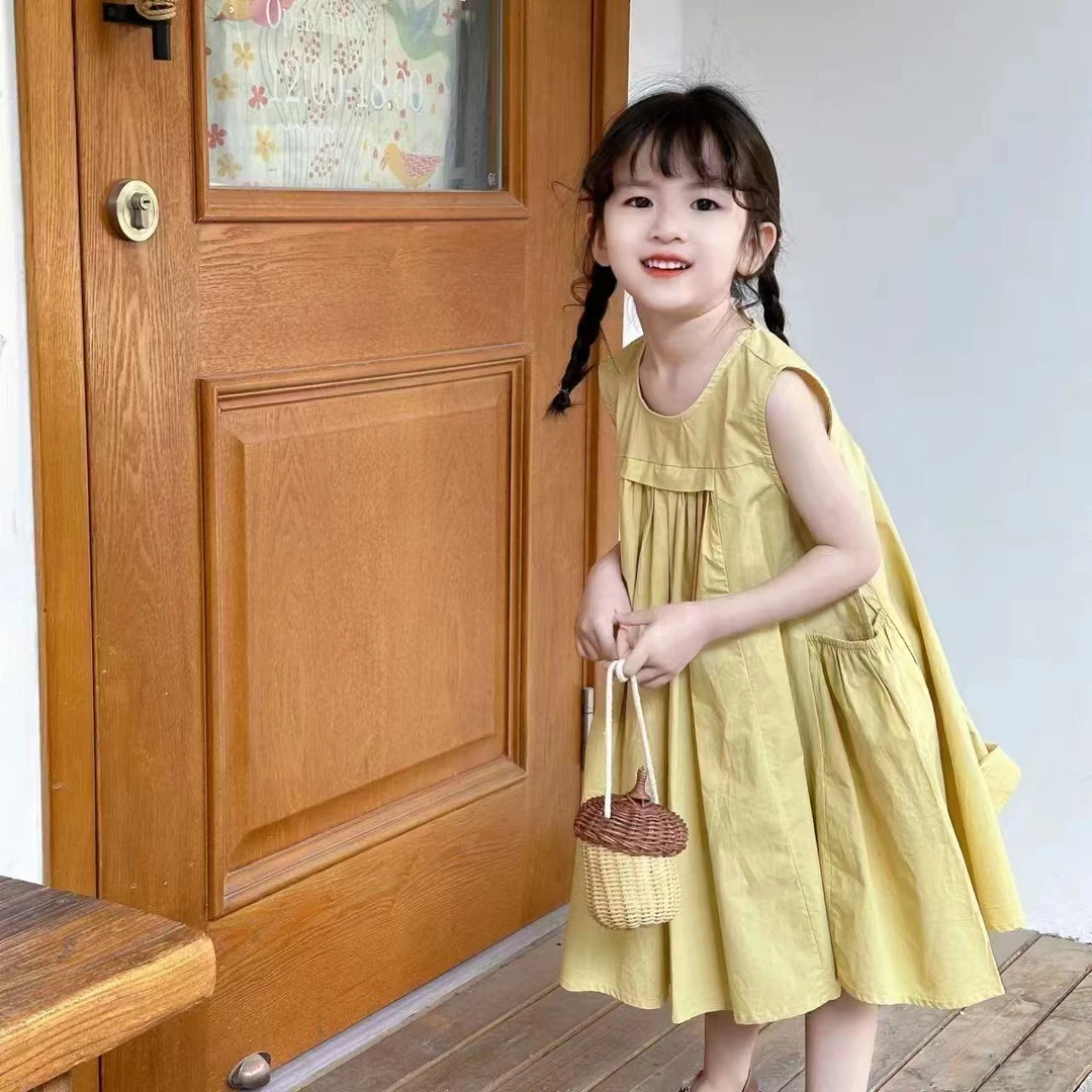 纯色夏季连衣裙宽松韩版无袖吊带裙