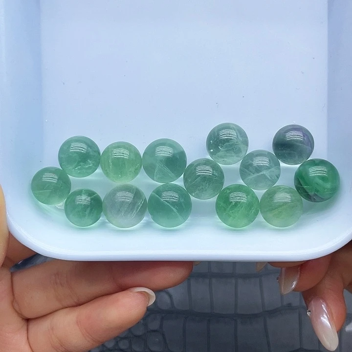 珠宝半成品未镶嵌水晶6绿莹石小球一组