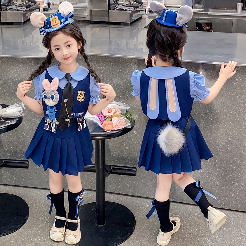 女童朱迪兔子警官夏季2025新款儿童疯狂动物城学院裙子cos服夏装