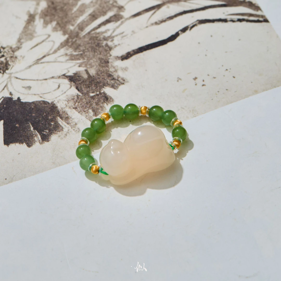 L【青鸾】·似梓珠宝· 18K藕粉趴趴猫戒指 XYGD425006-E