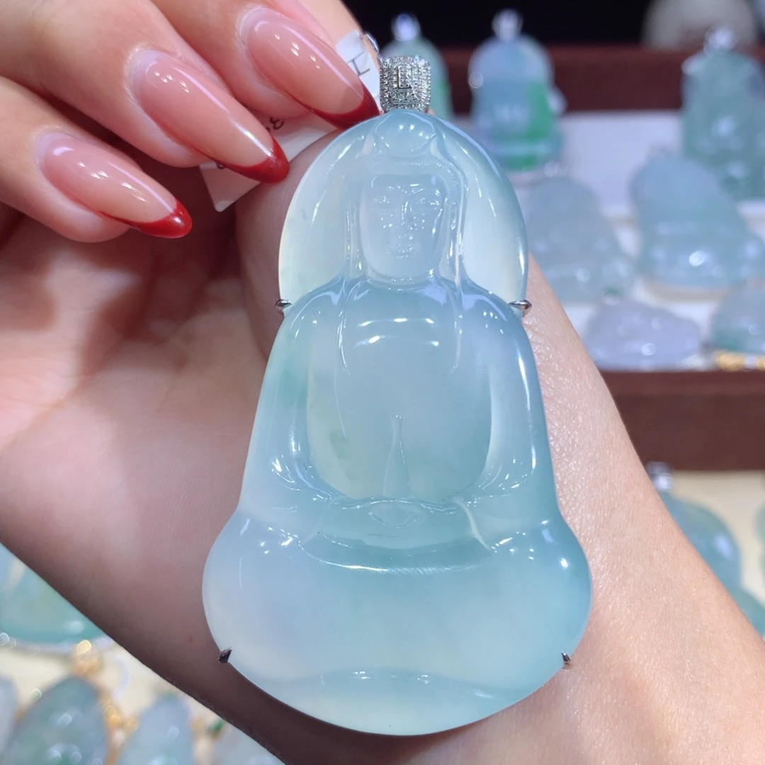 吊坠(不含链)18K金镶嵌翡翠