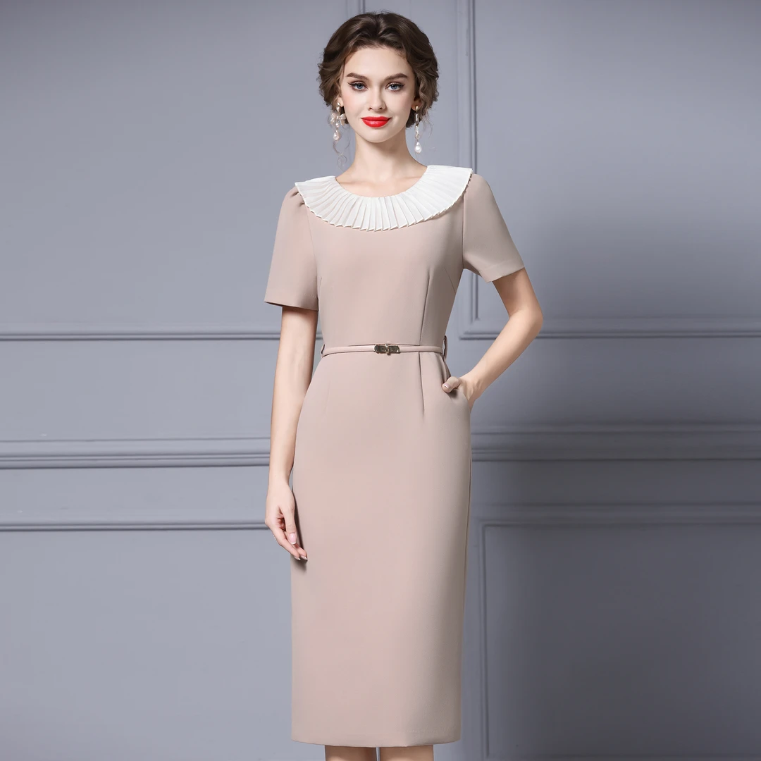 枝荔巨好看的掐腰连衣裙夏女2025新款通勤气质中长款收腰包臀裙子