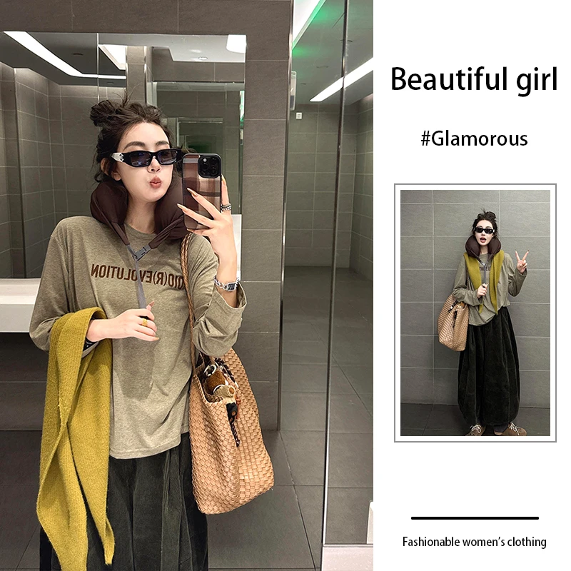 大方得体穿搭慵懒松弛感ootd一整套女秋装巨好看上衣半身裙两件套