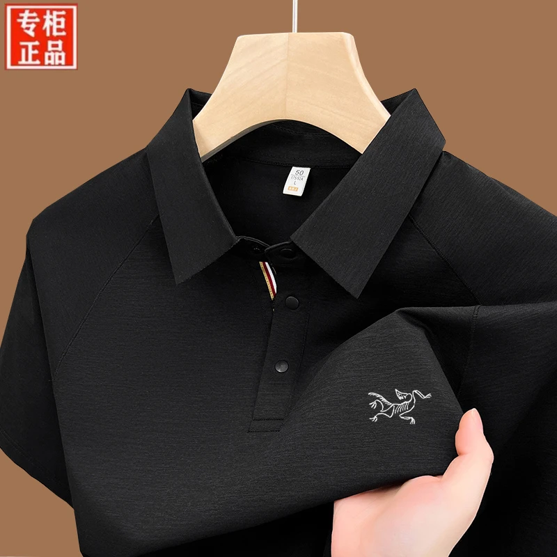 【清仓折扣】家鸟刺绣鸟Polo衫夏季高档商务休闲桑蚕丝翻领短袖T恤
