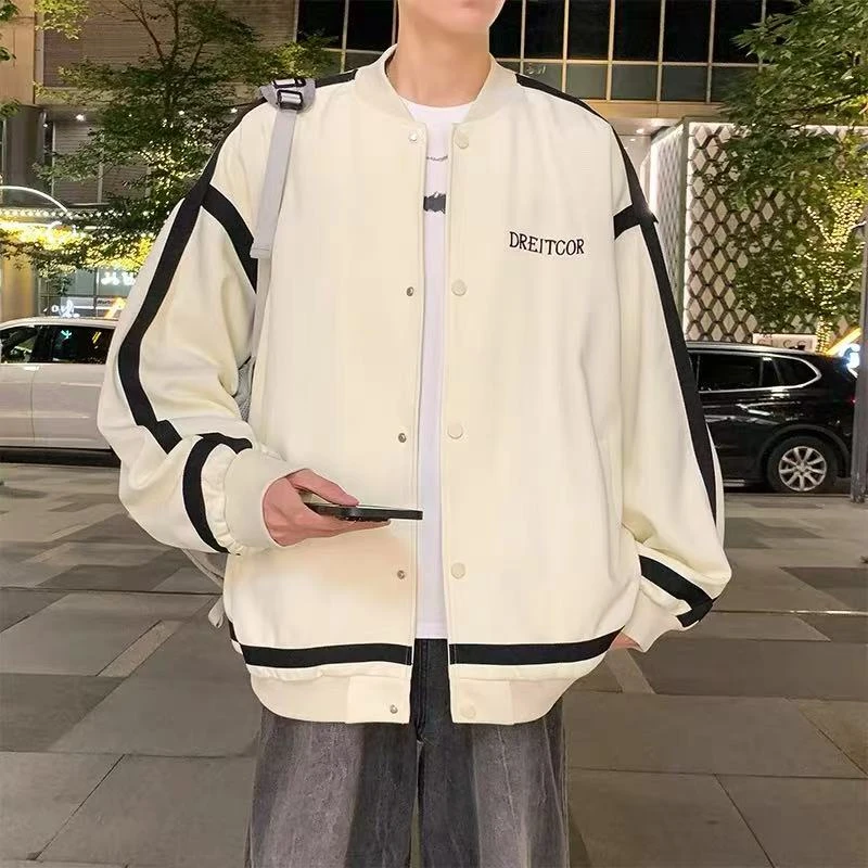 D1-3两色”DIRC字母”拼色棒球服外套