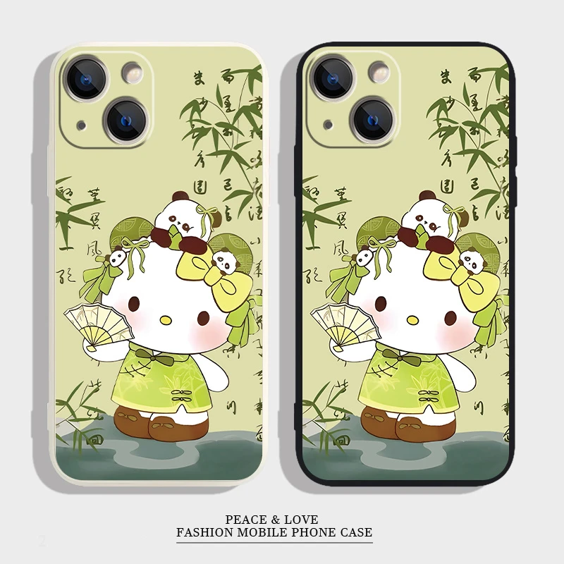 13适用17ProMax新中式竹子kt猫iPhone14软15手机壳苹果16少女心a5