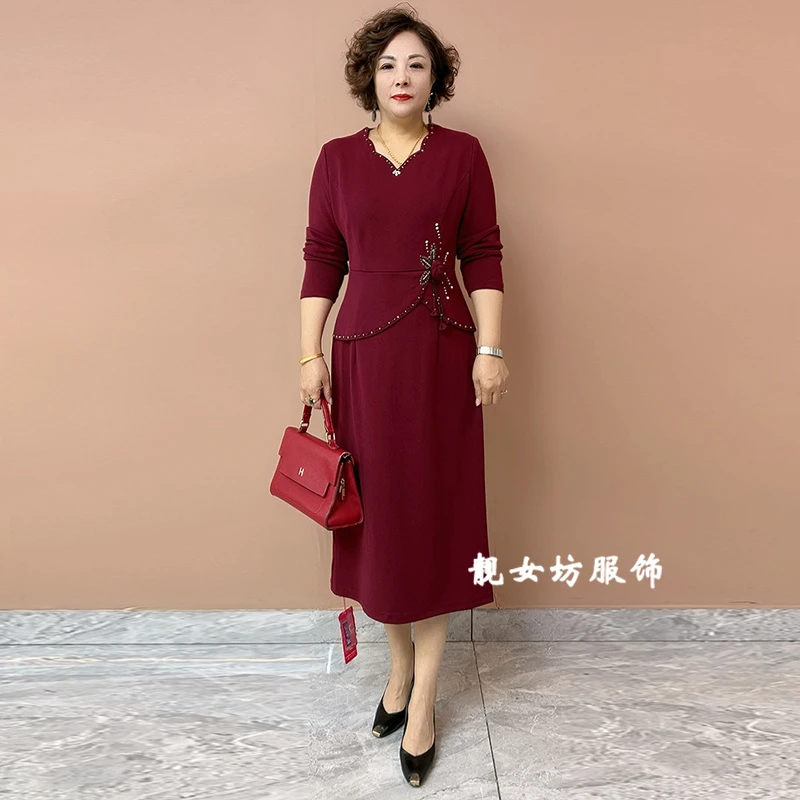 高端喜婆婆婚宴装旗袍新款醋酸年轻妈妈婚礼礼服高贵小个子连衣裙