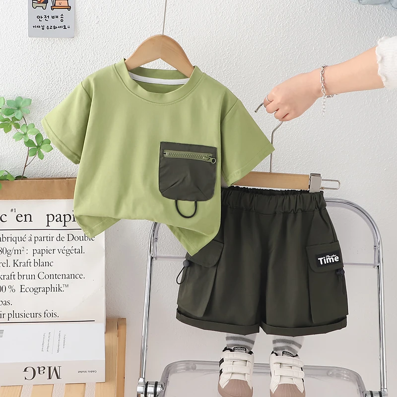 儿童夏季套装短袖童装洋气小童婴儿棉质休闲半袖薄款工装帅气韩版