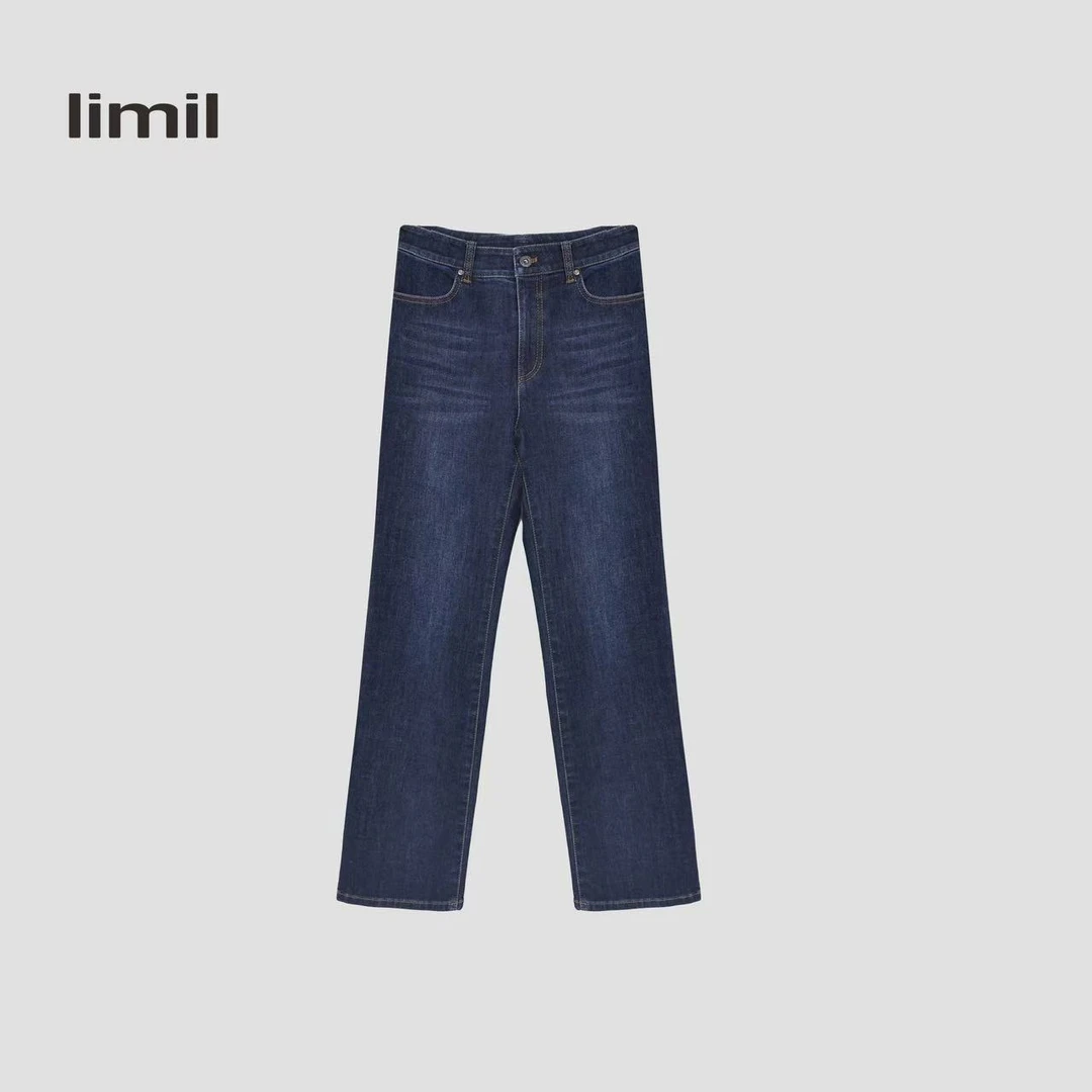limil/丽米儿新款章仔水洗丹宁风复古牛仔裤女9100087