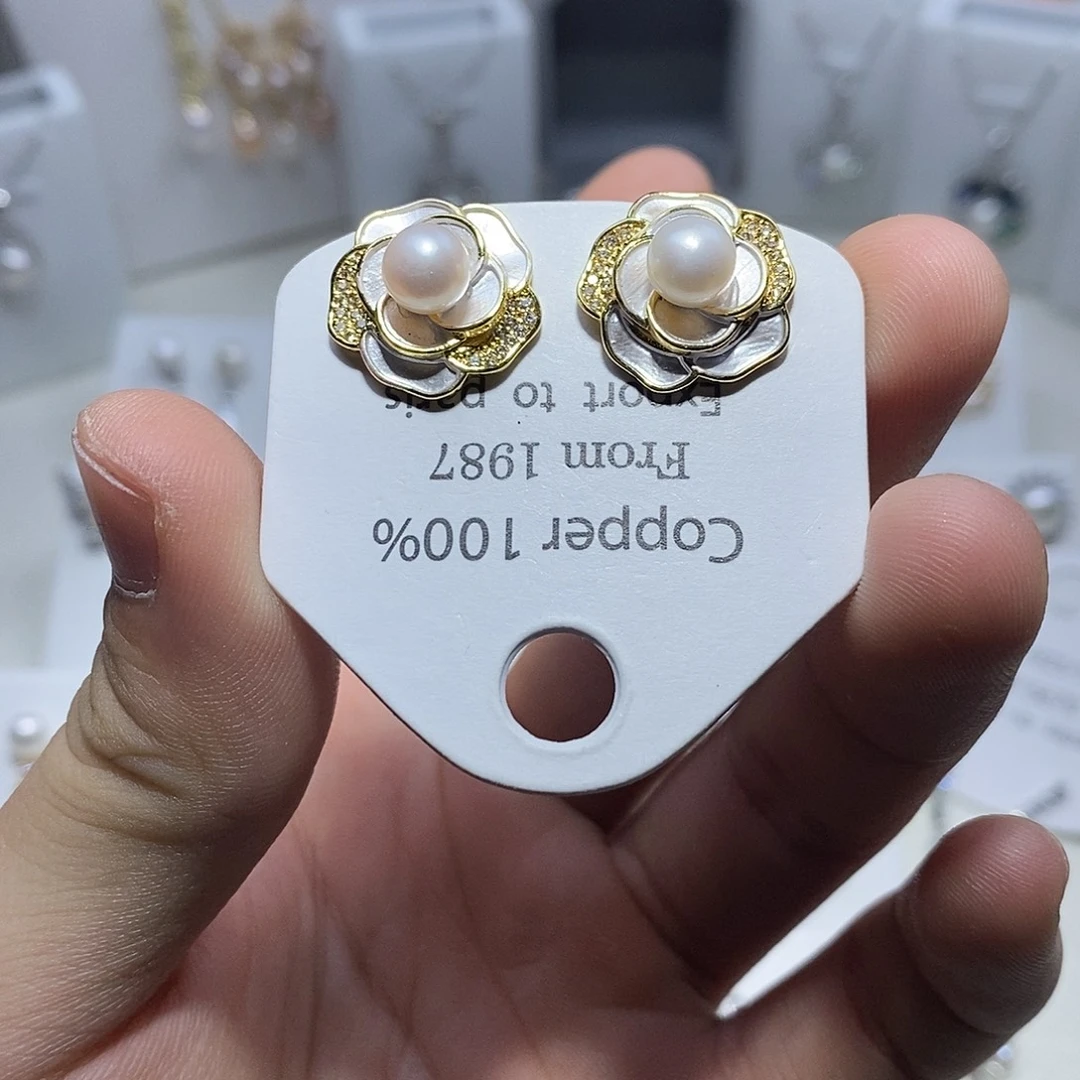 耳饰淡水珍珠银S925镶嵌