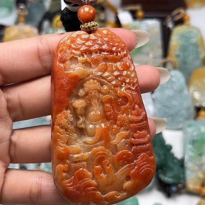 翡翠未镶嵌颈饰财神
