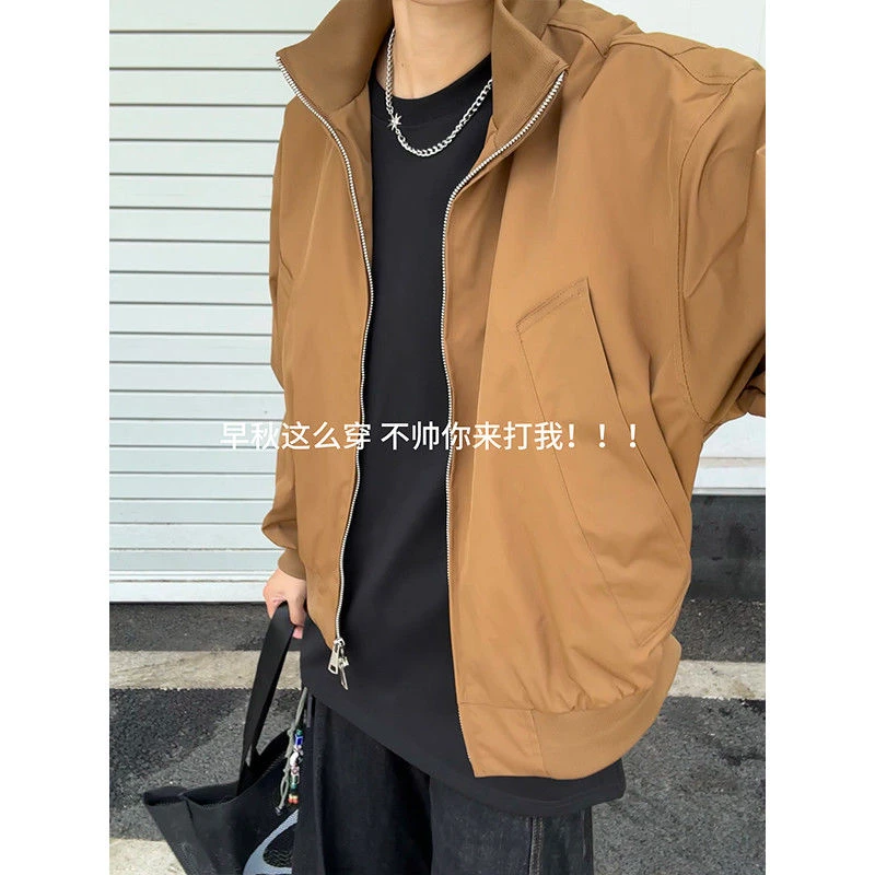 美式飞行员夹克外套男春秋季薄款cleanfit工装服ootd穿搭立领外套