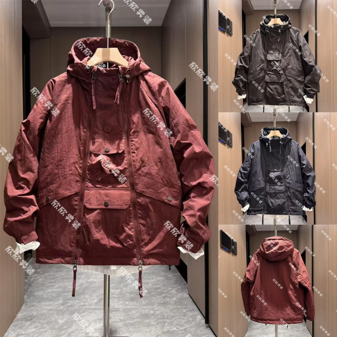 潮流二棉套头双拉链工装大兜拼接休闲男士外套