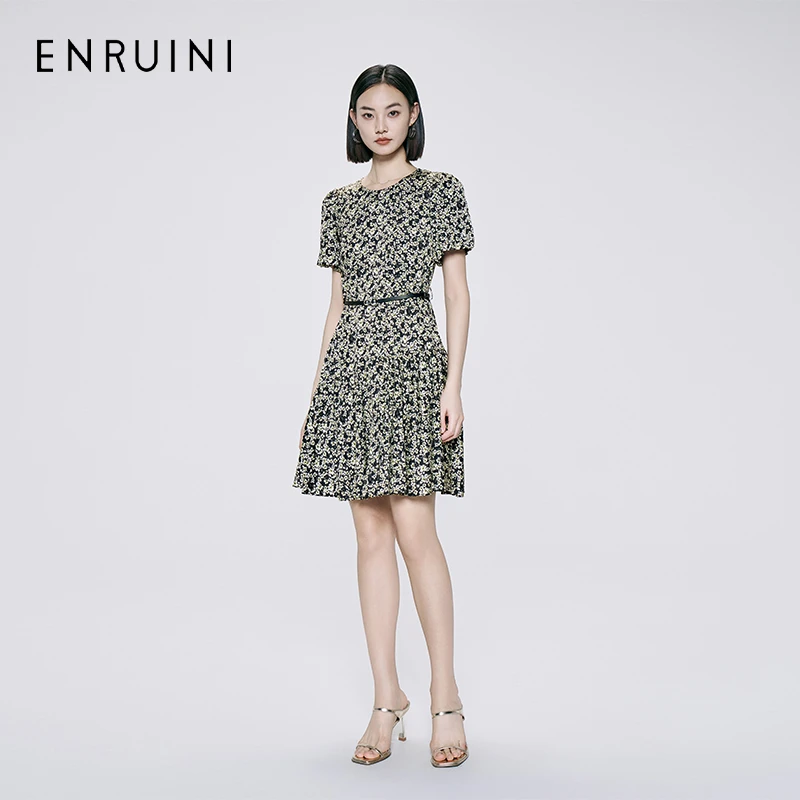 恩瑞妮2025款夏收腰显瘦气质裙子春夏撞色连衣裙ESXL5A600