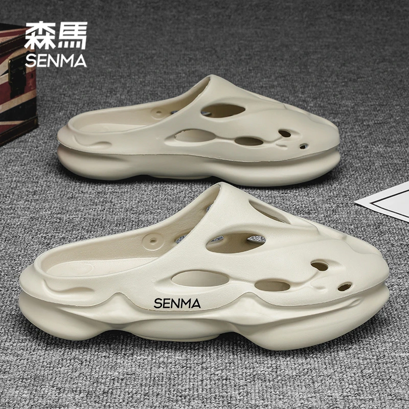 森马夏季洞洞鞋厚底防滑外穿透气户外潮流时尚男款镂空防臭包头拖