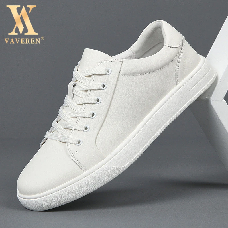 潮流真皮男鞋2025新款百搭休闲板鞋男士运动厚底小白鞋子男