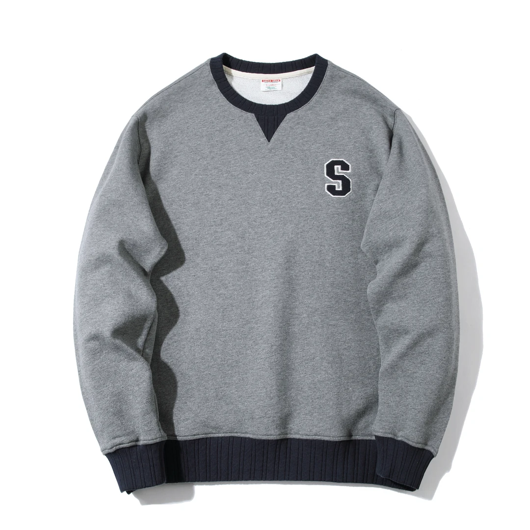 【沾酱剪标清仓老版】学院风贴布刺绣圆领卫衣男 美式常春藤 福利款