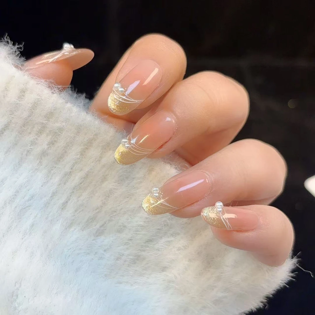 曦和纯手工纯手绘穿戴甲春季温柔气质立体小珍珠款显白网红款