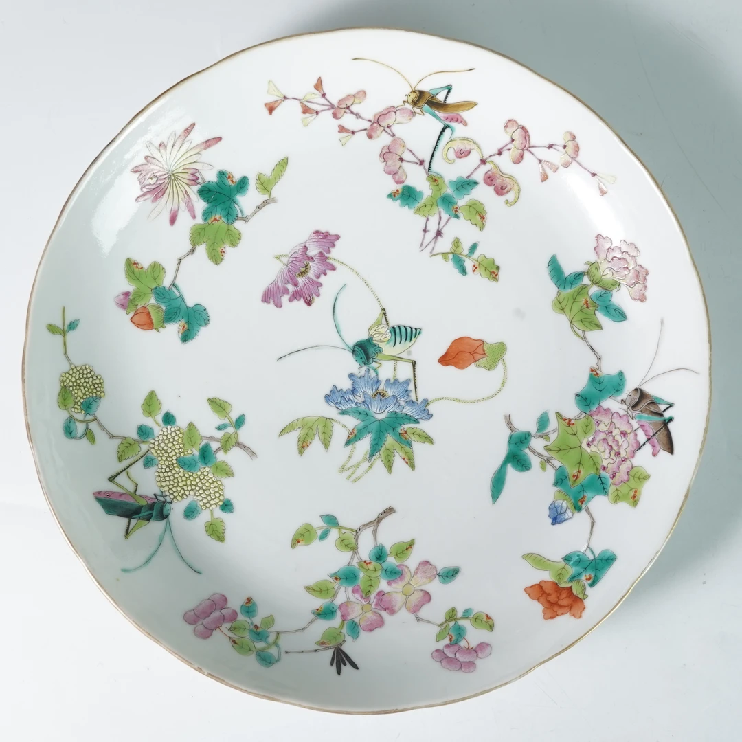 LABCMY251224033【十竹斋】清道光飞黄腾达粉彩花口盘
