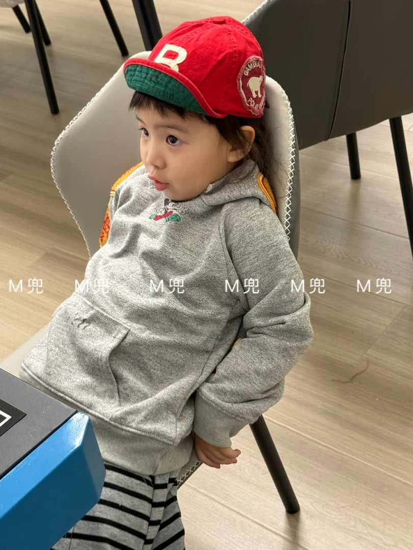 MD25年新款米奇毛巾绣后背字母印花连帽卫衣男女同款上衣
