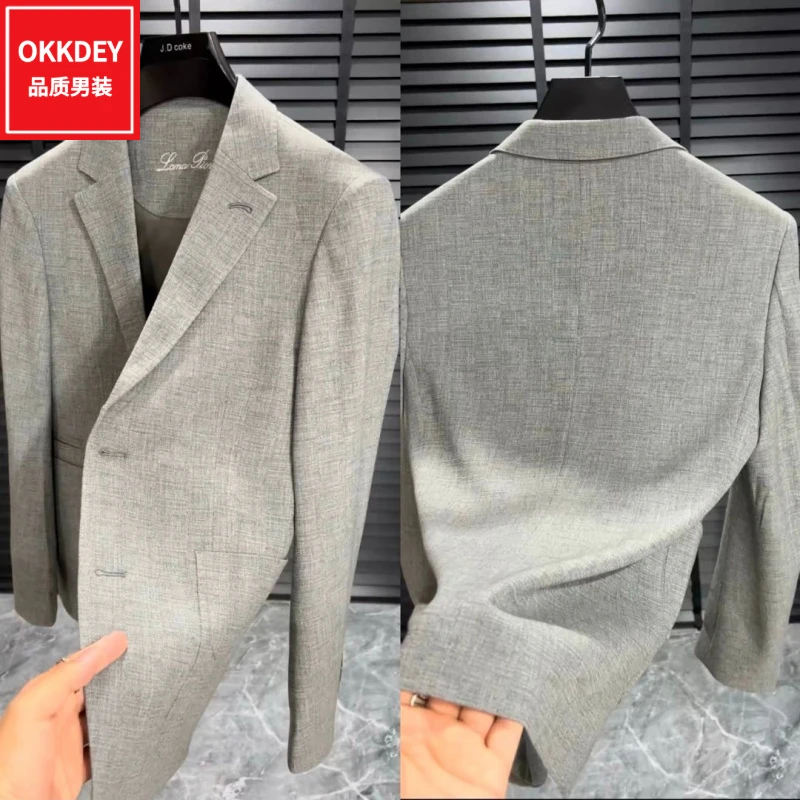 潮牌新款时尚宽松西装上衣男士轻奢高级感商务休闲西服长袖外套