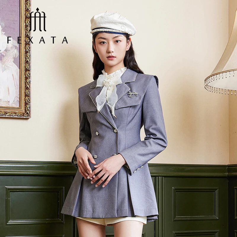 【媛媛女王严选】FEXATA斐格思外套女miu系学院风利落双排扣西装