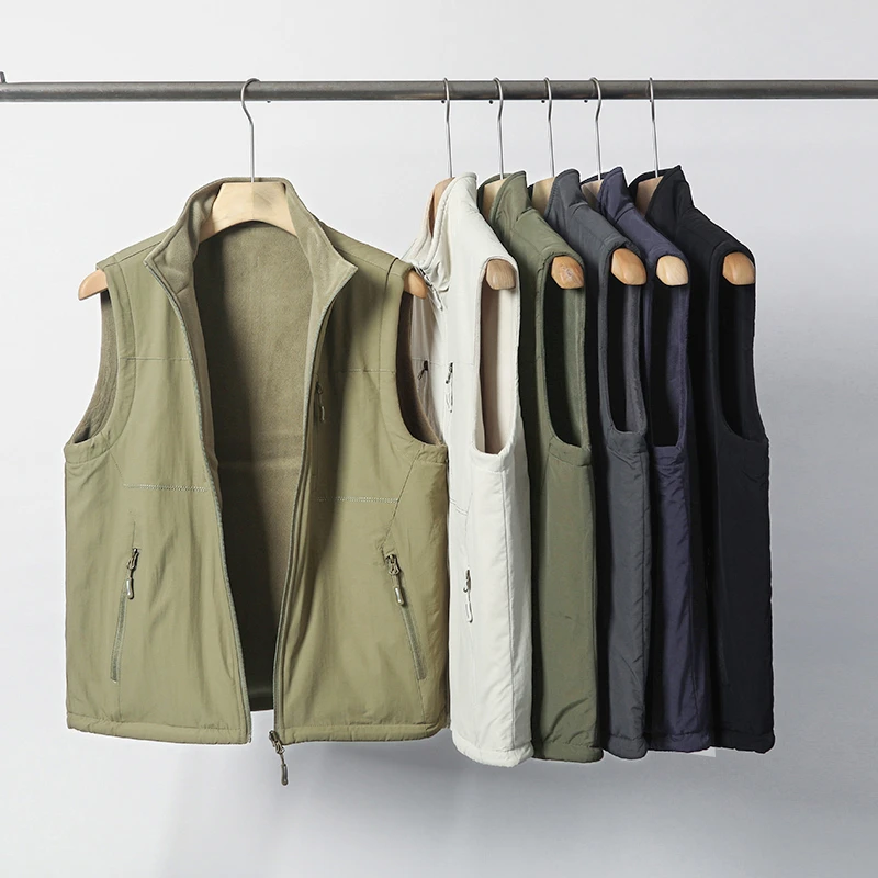 【两面穿】冬季加绒加厚保暖防风户外马甲锦纶奥粒绒固色工艺多口袋