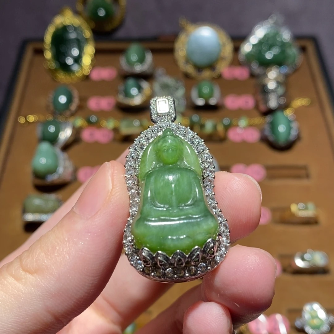 一***海和田玉（碧玉）未镶嵌戒指