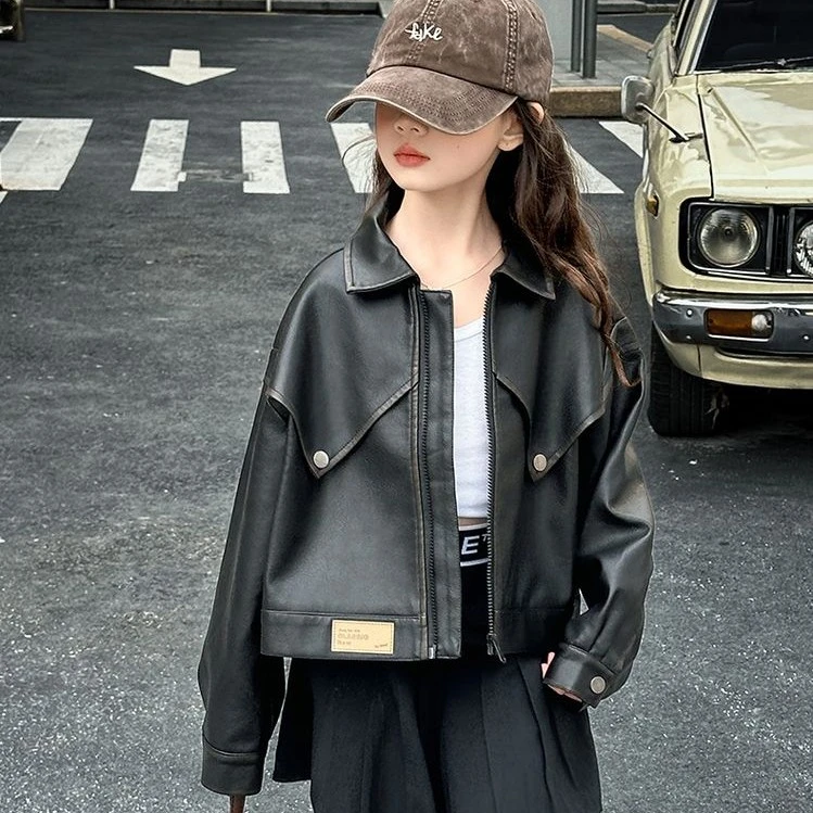 女童中大童休闲风秋款外套2025新款儿童夹克皮衣韩版女孩飒爽上衣