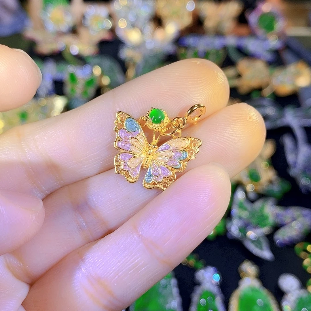 颈饰银S925镶嵌翡翠