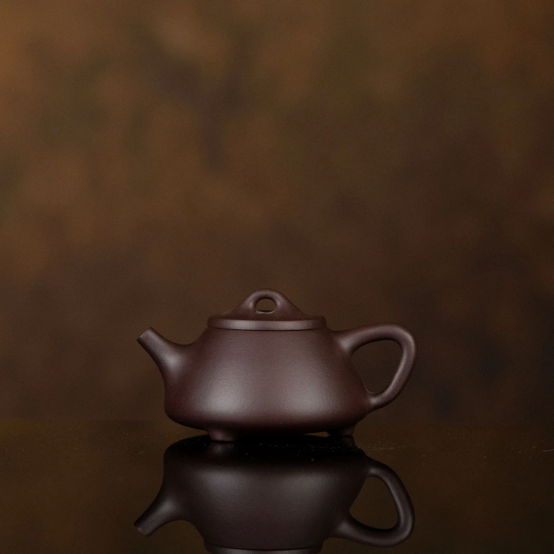 【利贞l小平盖石瓢】原矿紫茄泥约140cc手工制茶壶茶具LZD