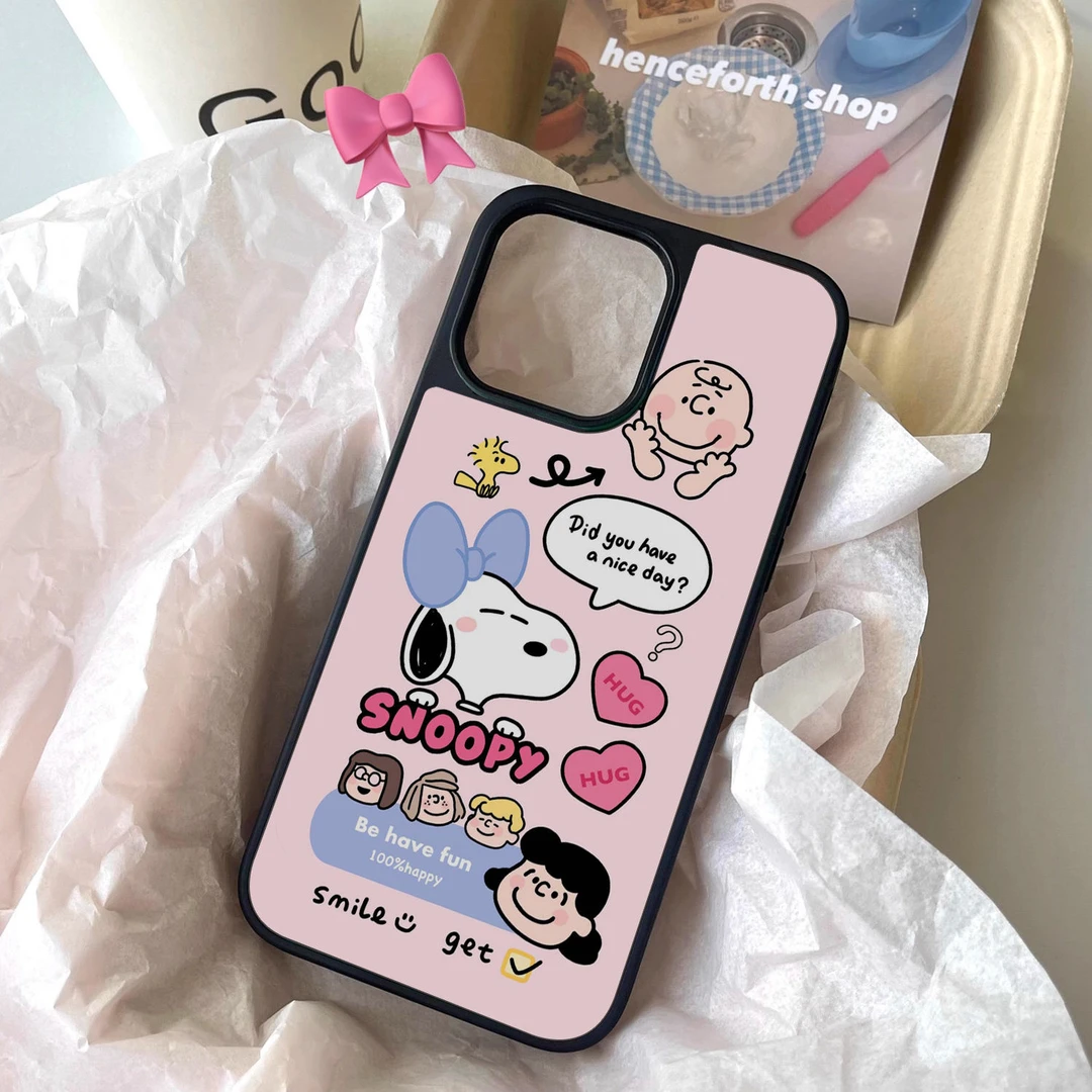 ins风粉色史努比适用苹果15pro手机壳16pro高颜值14promax全包式1