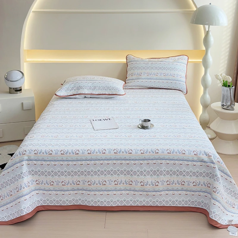 雅赞经典纱布软凉席床单儿童成人透气贴身长绒棉可机洗四季软席