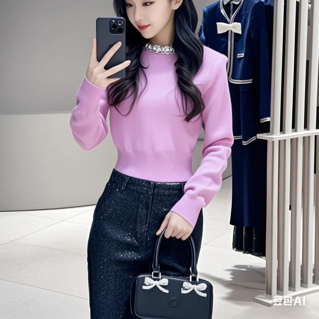 重工水钻领短款圆领针织衫时尚百搭长袖毛衣