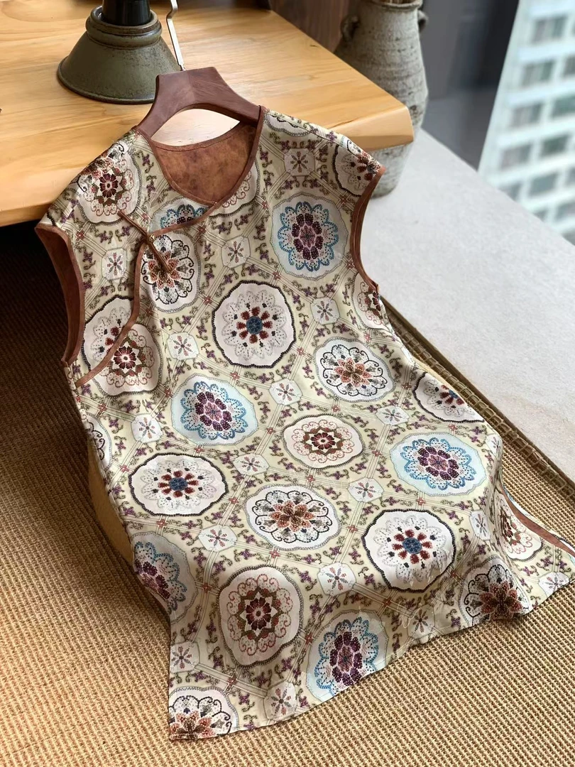 佳琪臻选【星月载梦】真丝香云纱高级复古感气质圆领奥黛上衣夏季