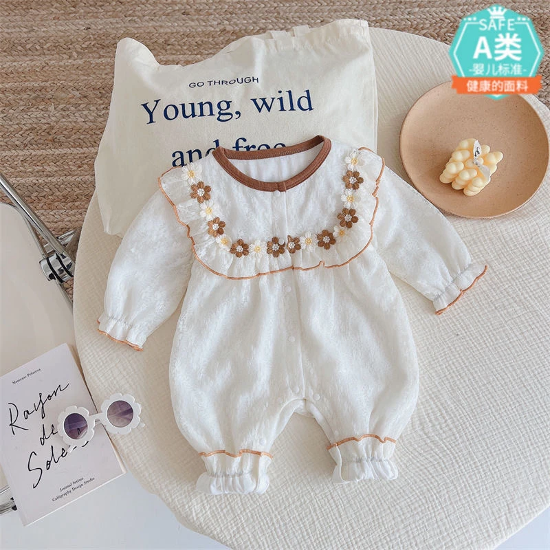 婴儿衣服春装宝宝连体衣公主满月百天超萌哈衣长袖洋气外出爬服09