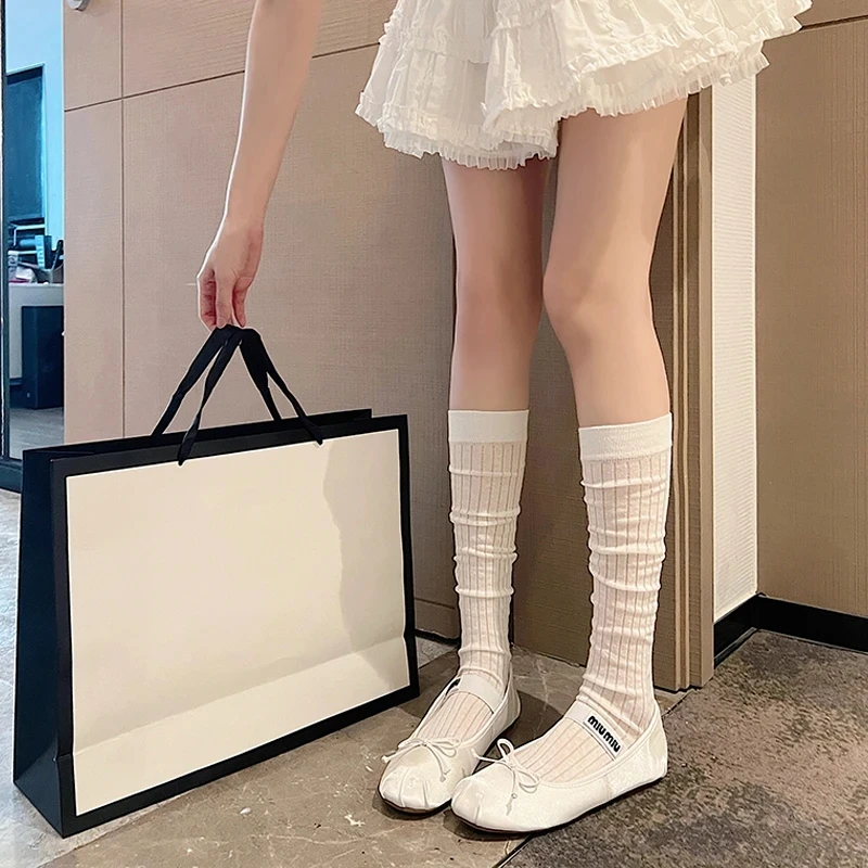 小众ins高筒袜堆堆袜子女春夏新款纯欲风百搭显瘦小腿袜W6060