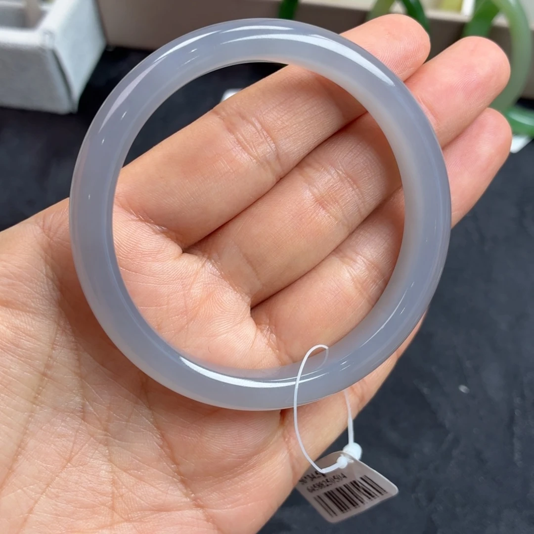 和田玉未镶嵌手镯高冰仙紫56圈