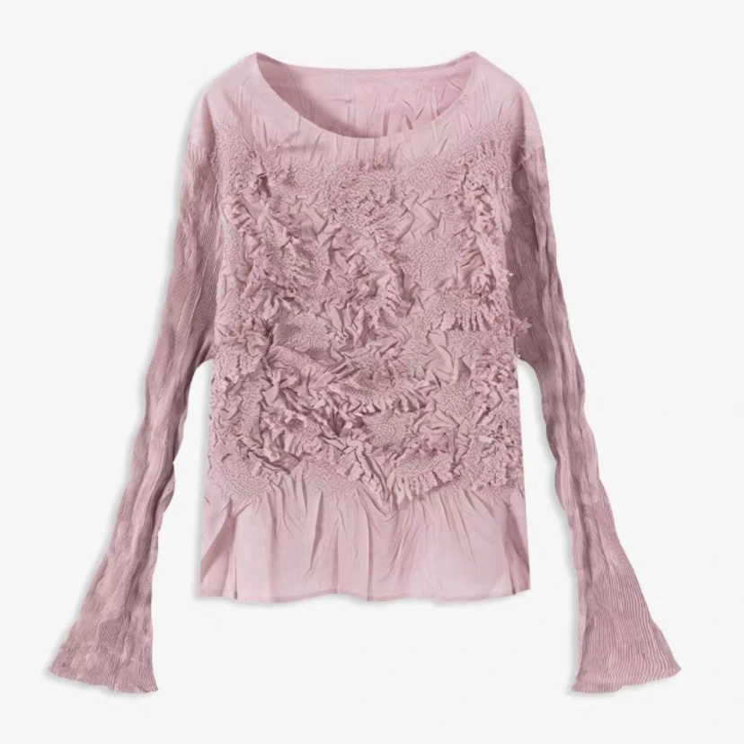 【三宅上衣】法式浪漫褶皱百搭优雅设计感上衣25426836