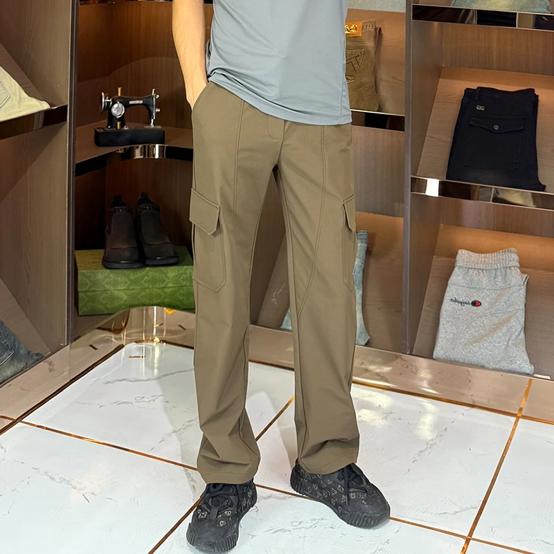 男士户外裤子宽松款潮流直筒冲锋裤防水抗静电修饰腿型徒步登山裤