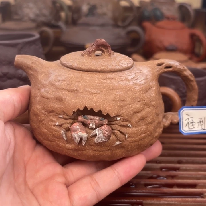 茶壶紫砂螃蟹供春老段泥原矿220c