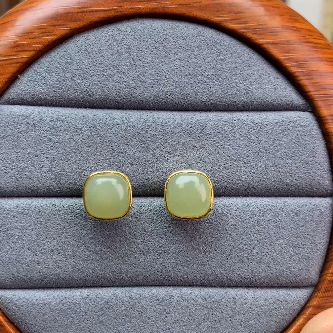 和田玉项圈银S925镶嵌新粉福利，晴水耳钉