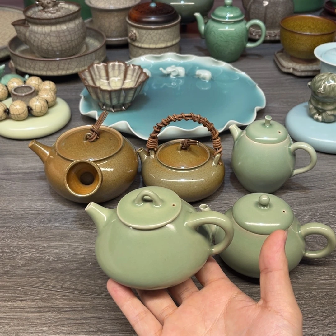 豆青手工壶浮力特价