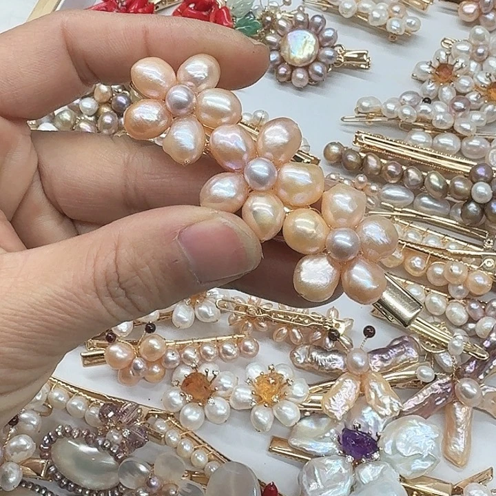 淡水珍珠发饰银S925镶嵌