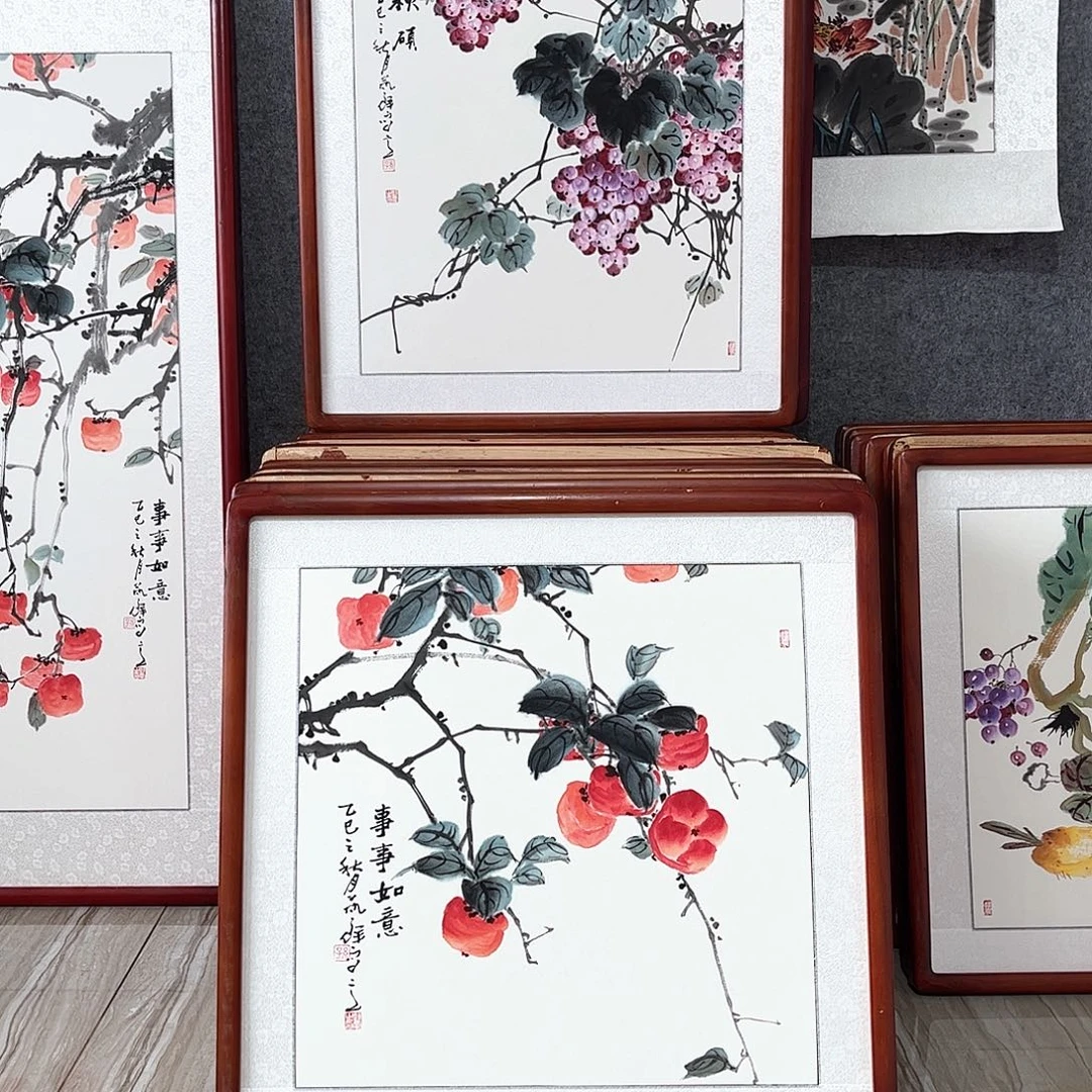 国画书画作品带框63×63