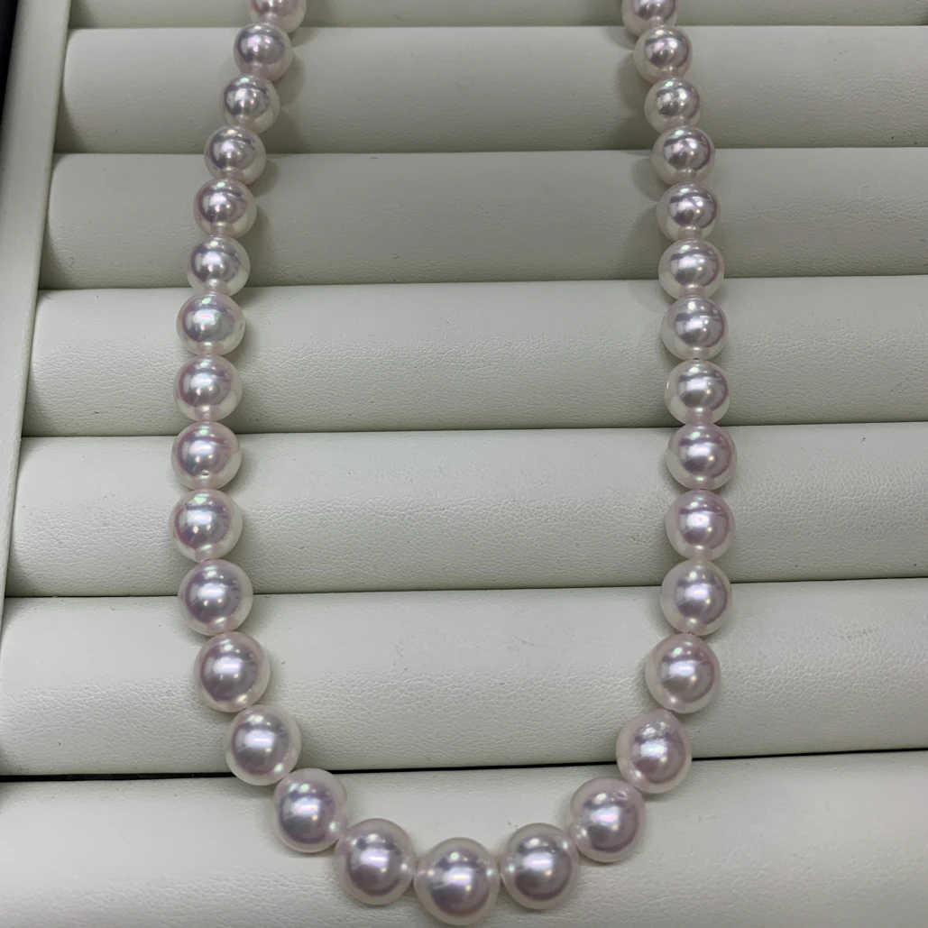 天然海水珍珠akoya项链极光天女基本正圆8-8.5mm