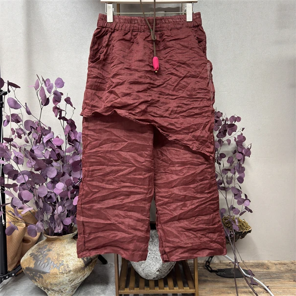 木澜珊 原创苎麻复古双层渔夫裤 裤长88臀围120左右